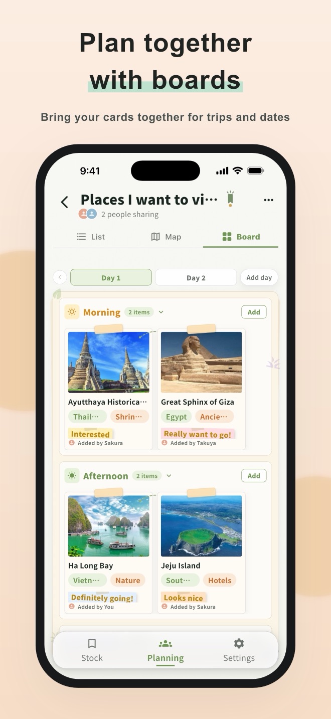 A shared planning board